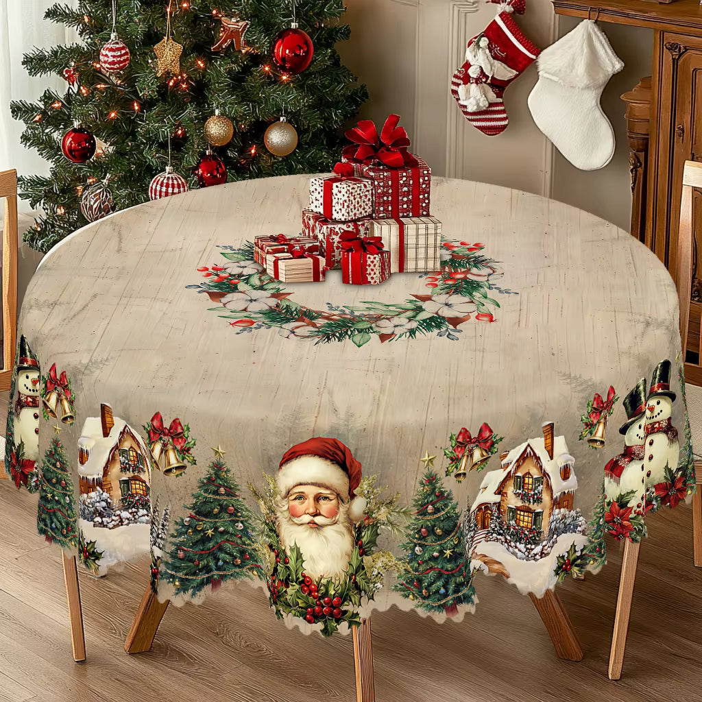 Christmas Tablecloth with Santa Snowflake Festive Design 10