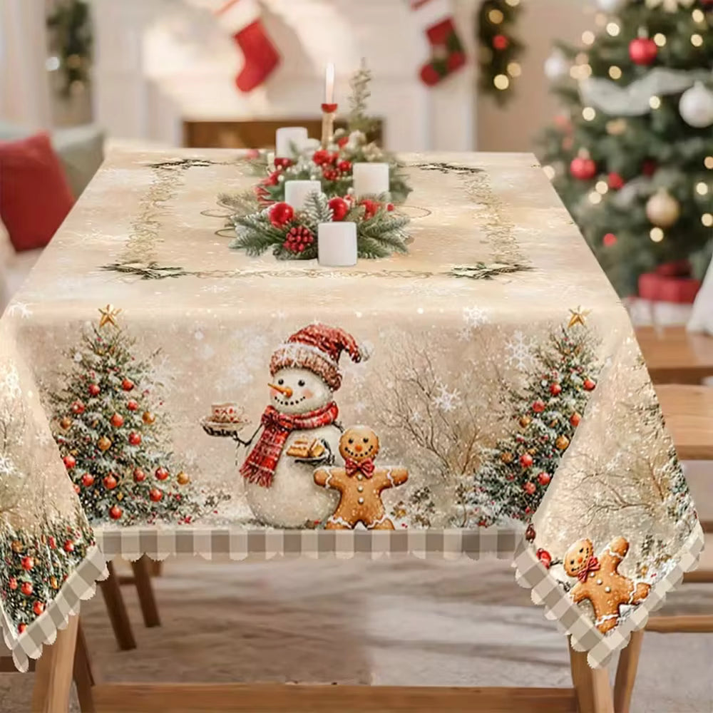 Christmas Tablecloth with Santa Snowflake Festive Design 2