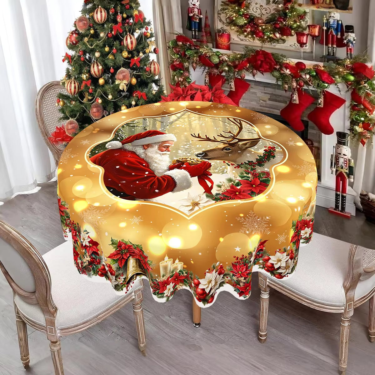 Christmas Tablecloth with Santa Snowflake Festive Design 3