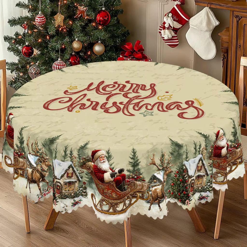 Christmas Tablecloth with Santa Snowflake Festive Design 5