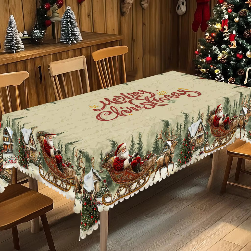 Christmas Tablecloth with Santa Snowflake Festive Design 6