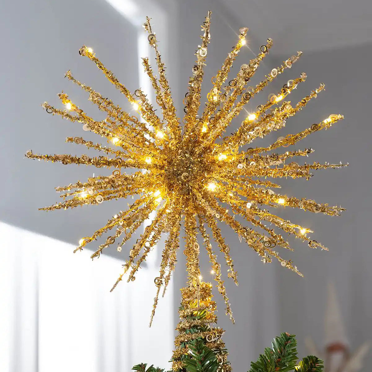 Christmas Tree Topper - 32 cm Gold LED Star Tree Topper 0