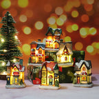 Christmas Village Set - 6 Hand-Painted Light Up Christmas Houses 1