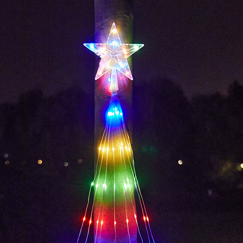 Christmas Waterfall Lights Solar Powered Outdoor Cascading Decorative Lights