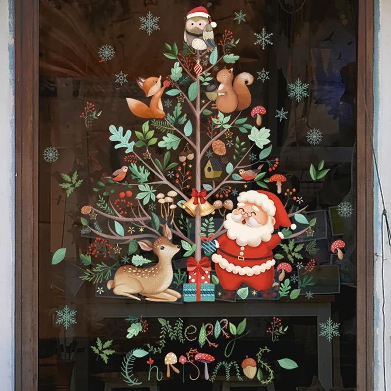 Christmas Window Decorations with Santa Claus and Reindeer – Festive Indoor Window Clings 45x36.5 cm 0