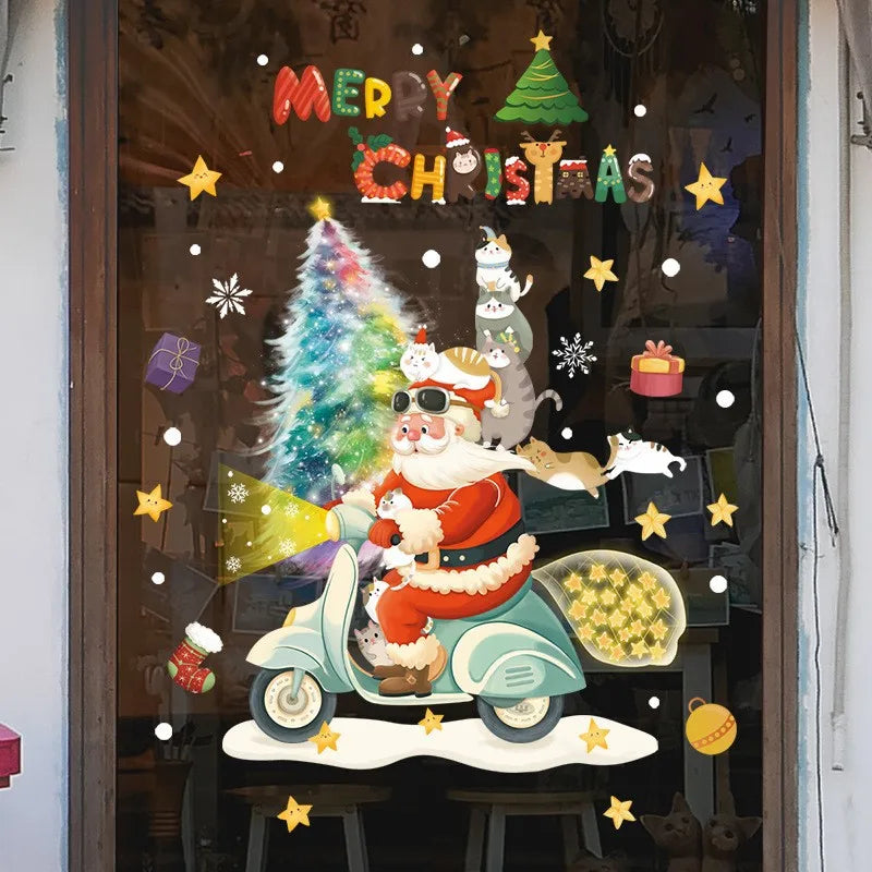 Christmas Window Decorations with Santa Claus and Reindeer – Festive Indoor Window Clings 45x36.5 cm 1