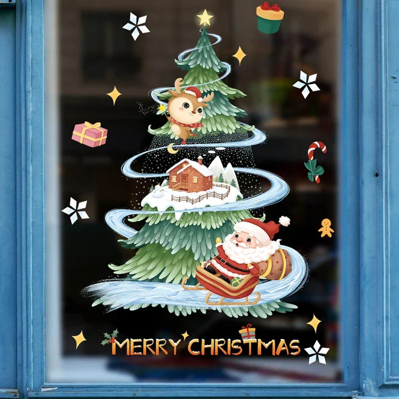 Christmas Window Decorations with Santa Claus and Reindeer – Festive Indoor Window Clings 45x36.5 cm 11