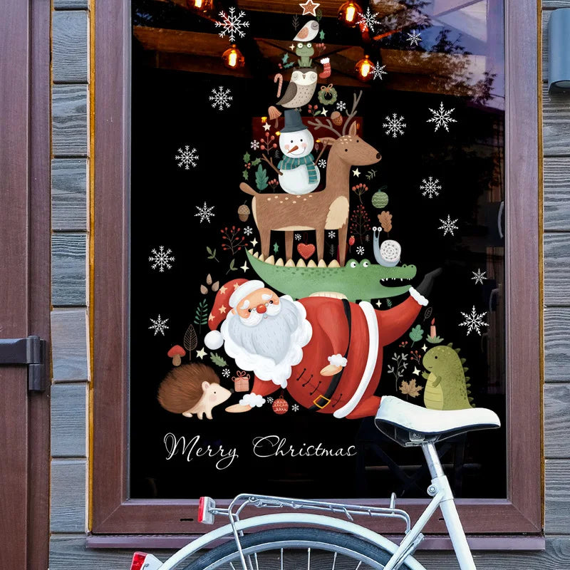 Christmas Window Decorations with Santa Claus and Reindeer – Festive Indoor Window Clings 45x36.5 cm 12