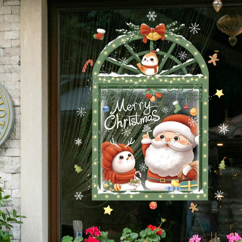 Christmas Window Decorations with Santa Claus and Reindeer – Festive Indoor Window Clings 45x36.5 cm 16