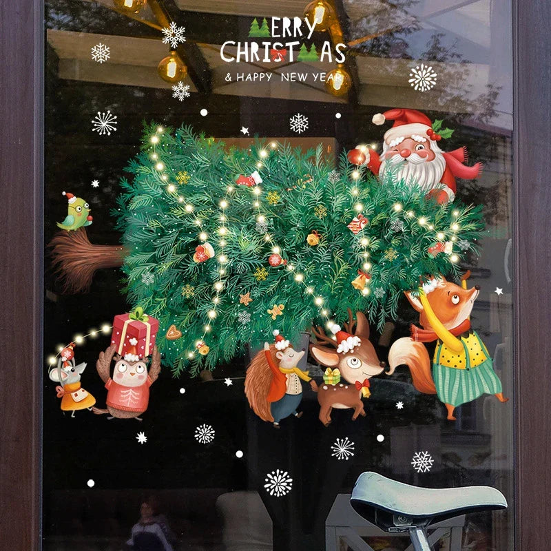 Christmas Window Decorations with Santa Claus and Reindeer – Festive Indoor Window Clings 45x36.5 cm 22