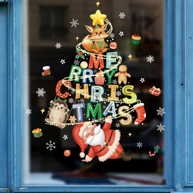 Christmas Window Decorations with Santa Claus and Reindeer – Festive Indoor Window Clings 45x36.5 cm 23