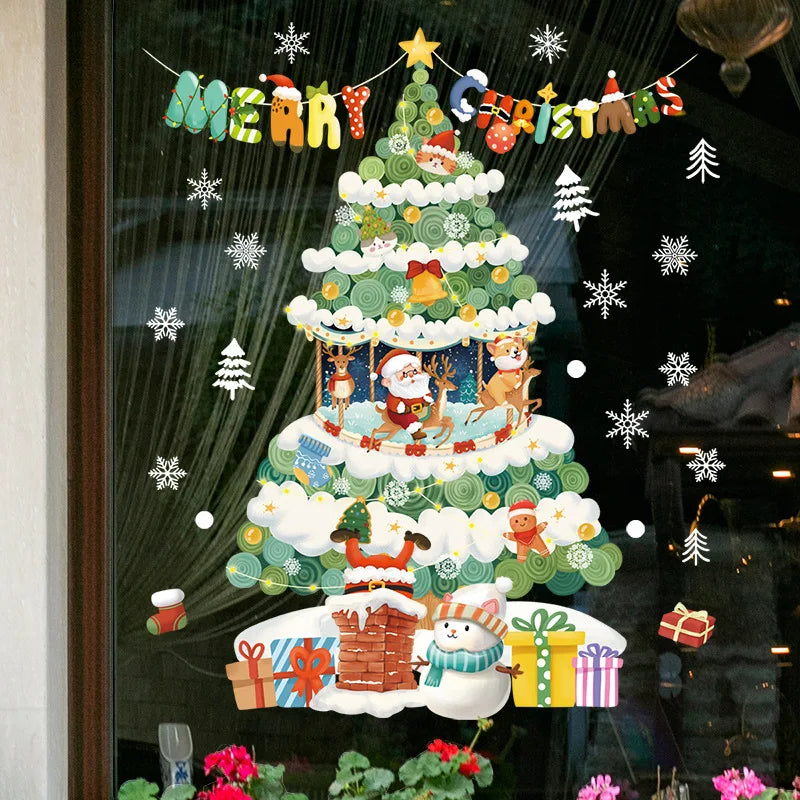 Christmas Window Decorations with Santa Claus and Reindeer – Festive Indoor Window Clings 45x36.5 cm 24