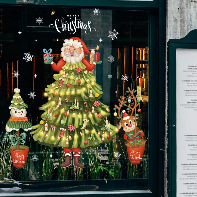 Christmas Window Decorations with Santa Claus and Reindeer – Festive Indoor Window Clings 45x36.5 cm 27