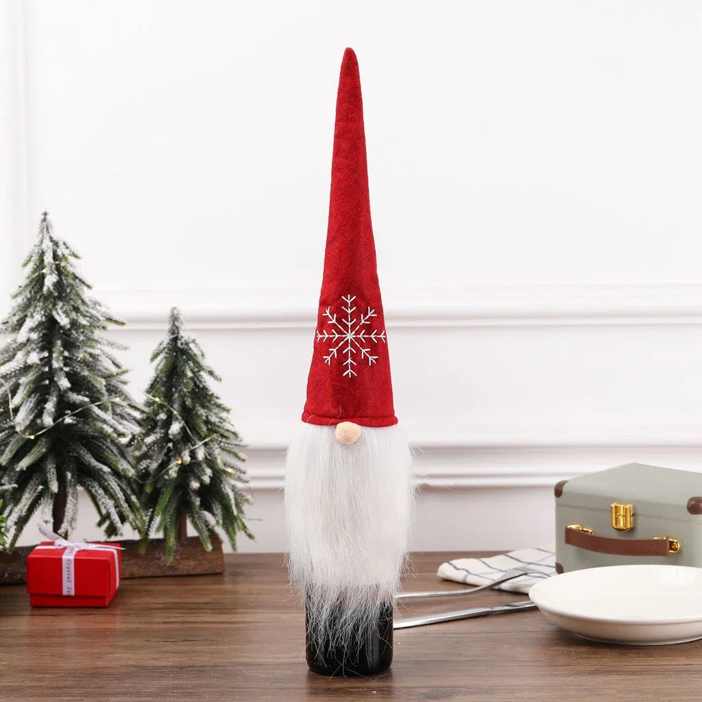 Christmas Wine Bottle Covers - Festive Velvet Set for Holiday Decor 6