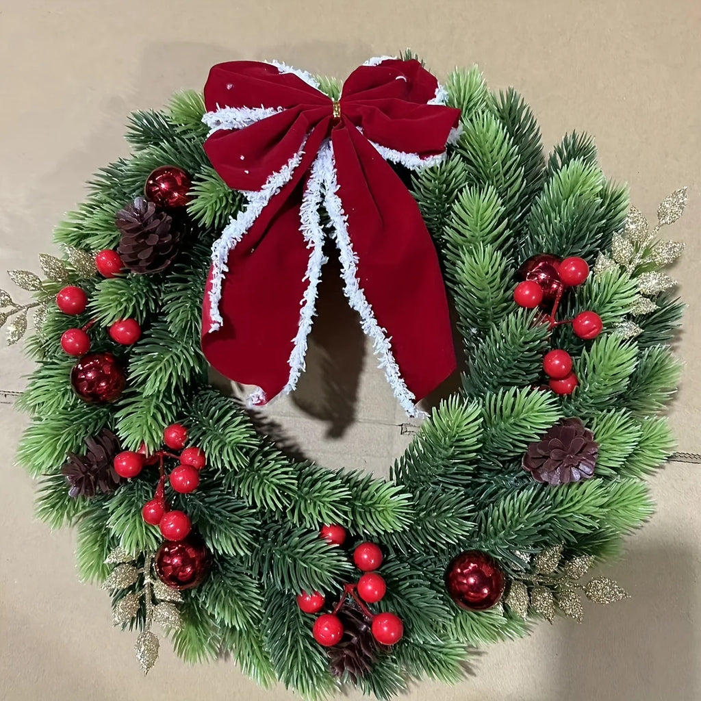 Christmas Wreath 45cm - Durable Americana Style Door & Wall Decor 0