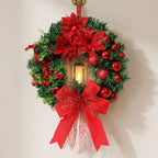 Christmas Wreath with LED Lantern, Greenery and Ornaments 1