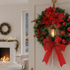 Christmas Wreath with LED Lantern and Ornaments – Outdoor Christmas Door Wreath for Front Door Decoration 0