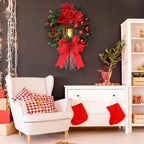 Christmas Wreath with LED Lantern and Ornaments – Outdoor Christmas Door Wreath for Front Door Decoration 4