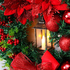 Christmas Wreath with LED Lantern and Ornaments – Outdoor Christmas Door Wreath for Front Door Decoration 5