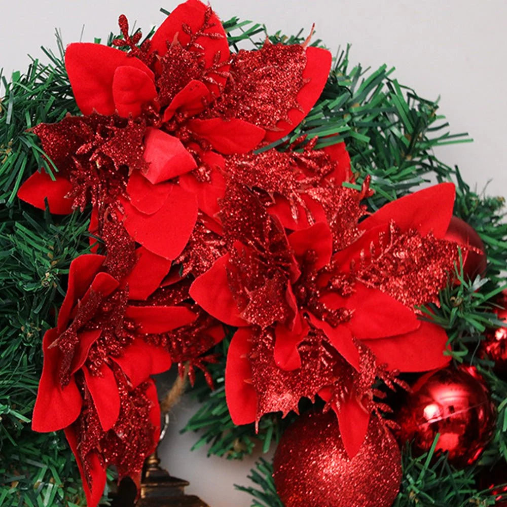 Christmas Wreath with LED Lantern and Ornaments – Outdoor Christmas Door Wreath for Front Door Decoration 7