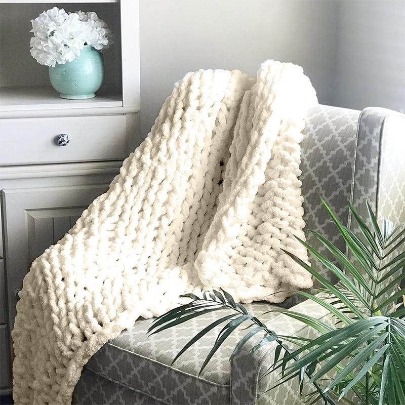 Cable Knit Throw Blanket Chunky Knit Blend Decorative - 2