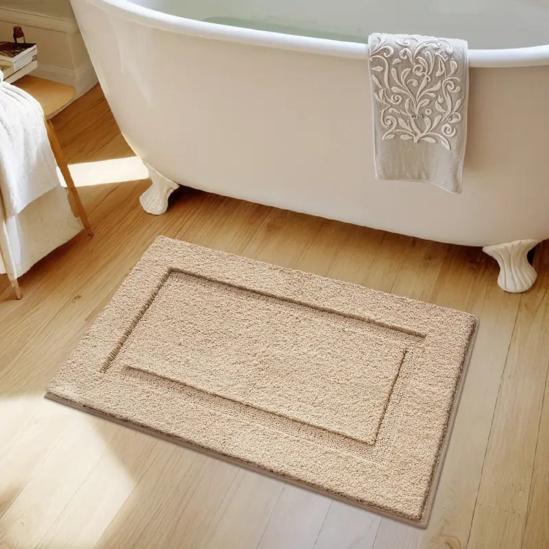 Classic Border Bath Mat - Quick-Drying, Non-Slip & Absorbent Design 0