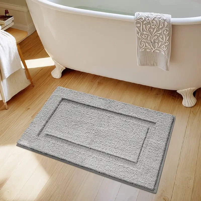 Classic Border Bath Mat - Quick-Drying, Non-Slip & Absorbent Design 3