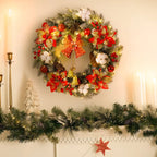 Classic LED Christmas Wreath with Bells and Golden Shimmer - Battery-Powered Holiday Door Wreath for Outdoor Decor 3