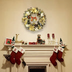 Classic LED Christmas Wreath with Bells and Golden Shimmer - Battery-Powered Holiday Door Wreath for Outdoor Decor 8