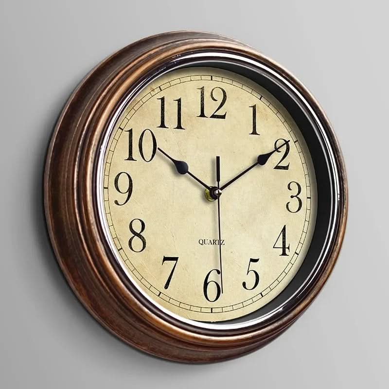 Classic Silent Wall Clock Decor – 30 cm Brown Decorative Clock for Home and Office, Timeless Design, Non-Ticking Mechanism 0