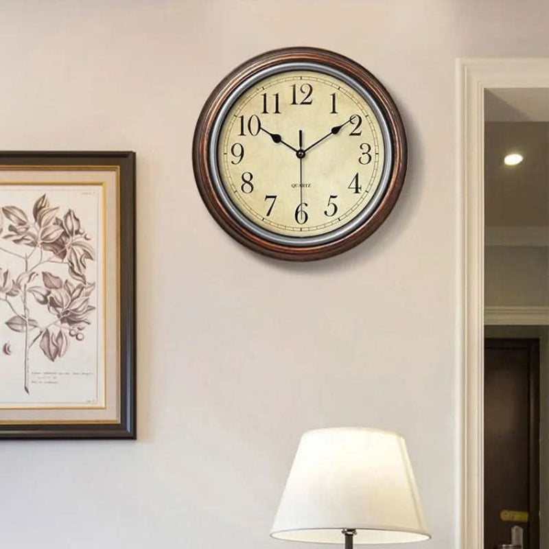 Classic Silent Wall Clock Decor – 30 cm Brown Decorative Clock for Home and Office, Timeless Design, Non-Ticking Mechanism 1