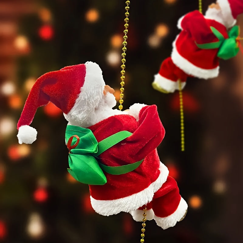 Climbing Rope Santa Ornament - Battery-Powered Christmas Tree Decoration 0