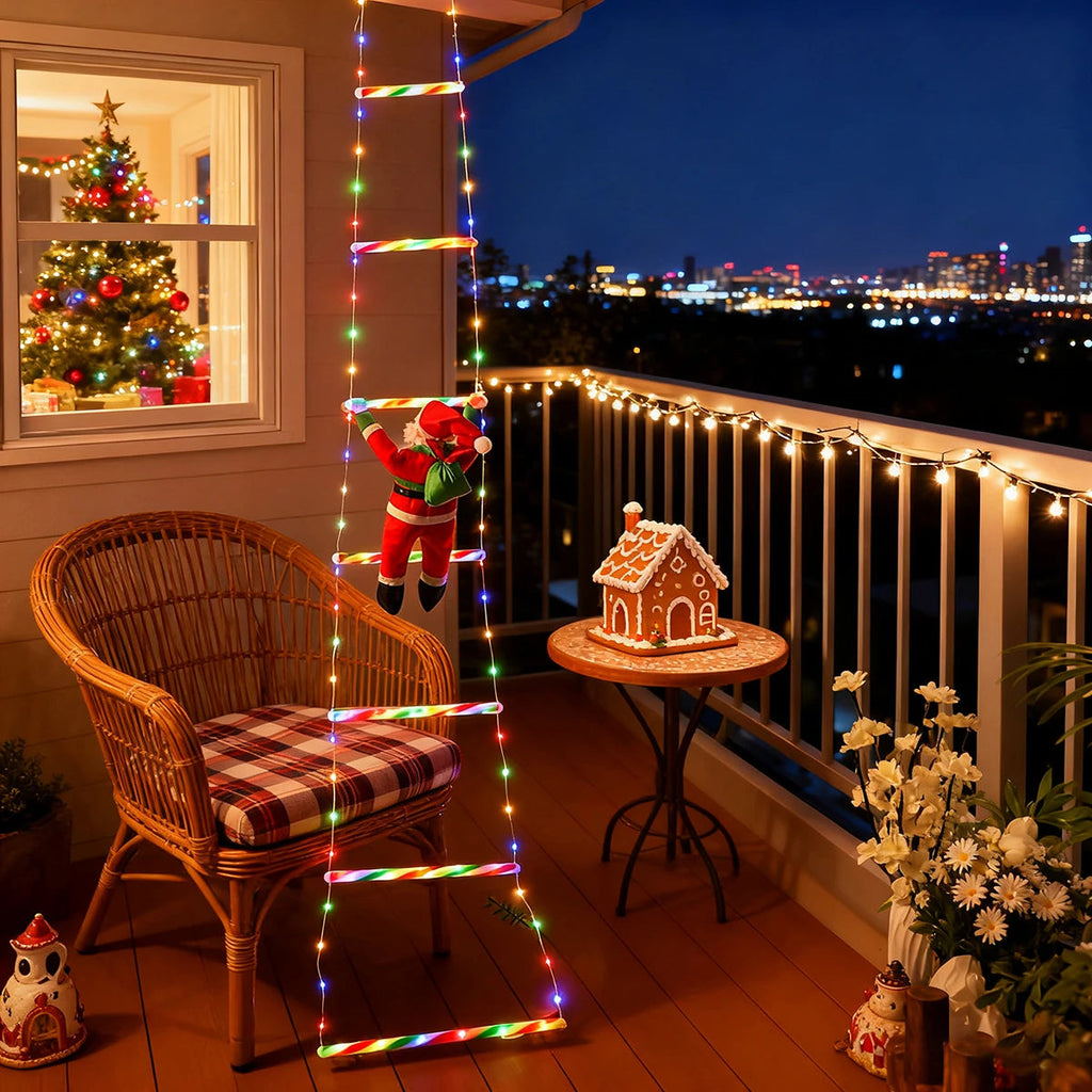 Climbing Santa Ladder Set - USB-Powered Outdoor Christmas Decoration 7
