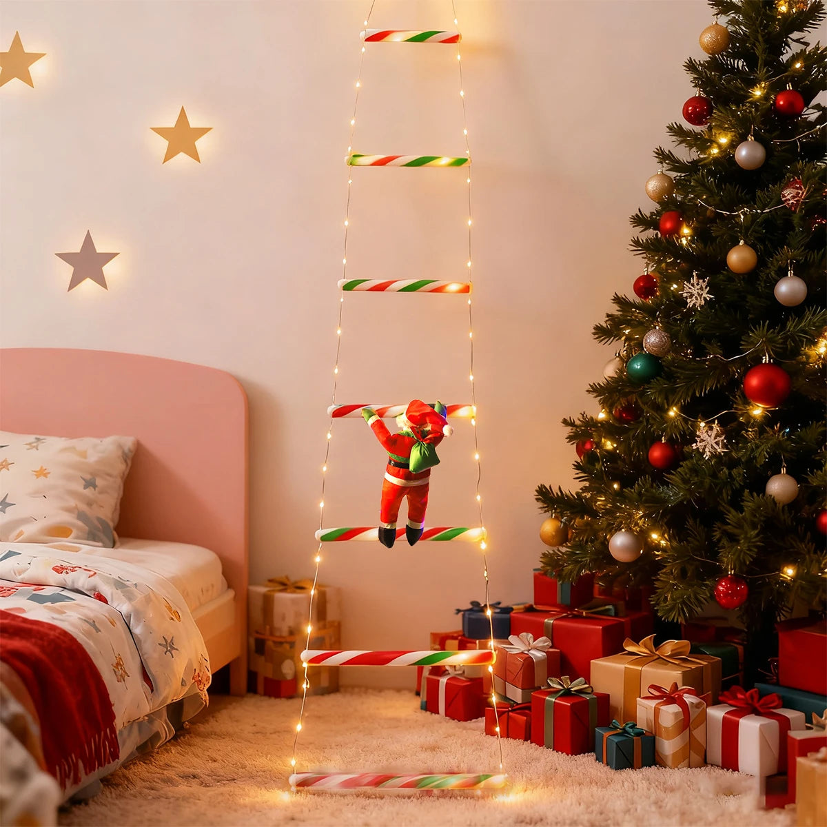Climbing Santa Ladder Set - USB-Powered Outdoor Christmas Decoration 8