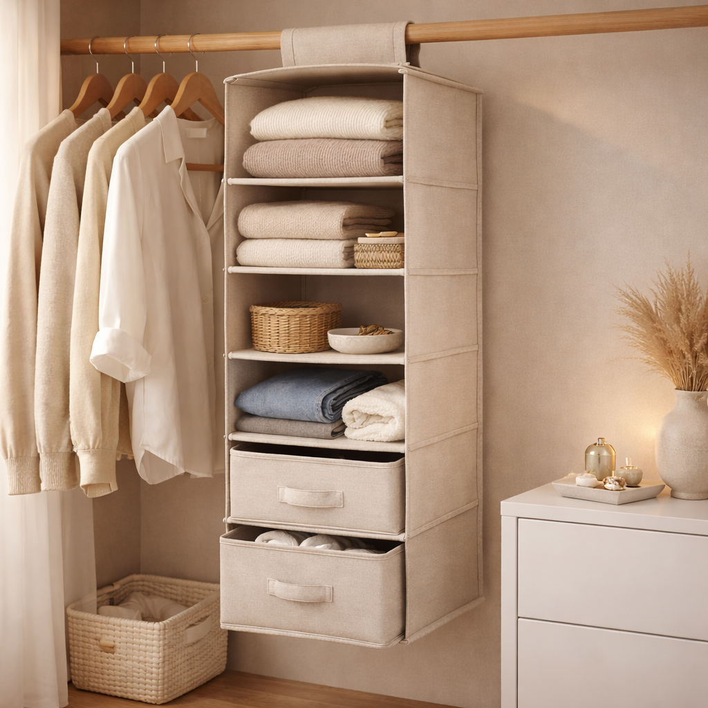 Closet Organizer - Durable Fabric Shelving System for Efficient Storage 0