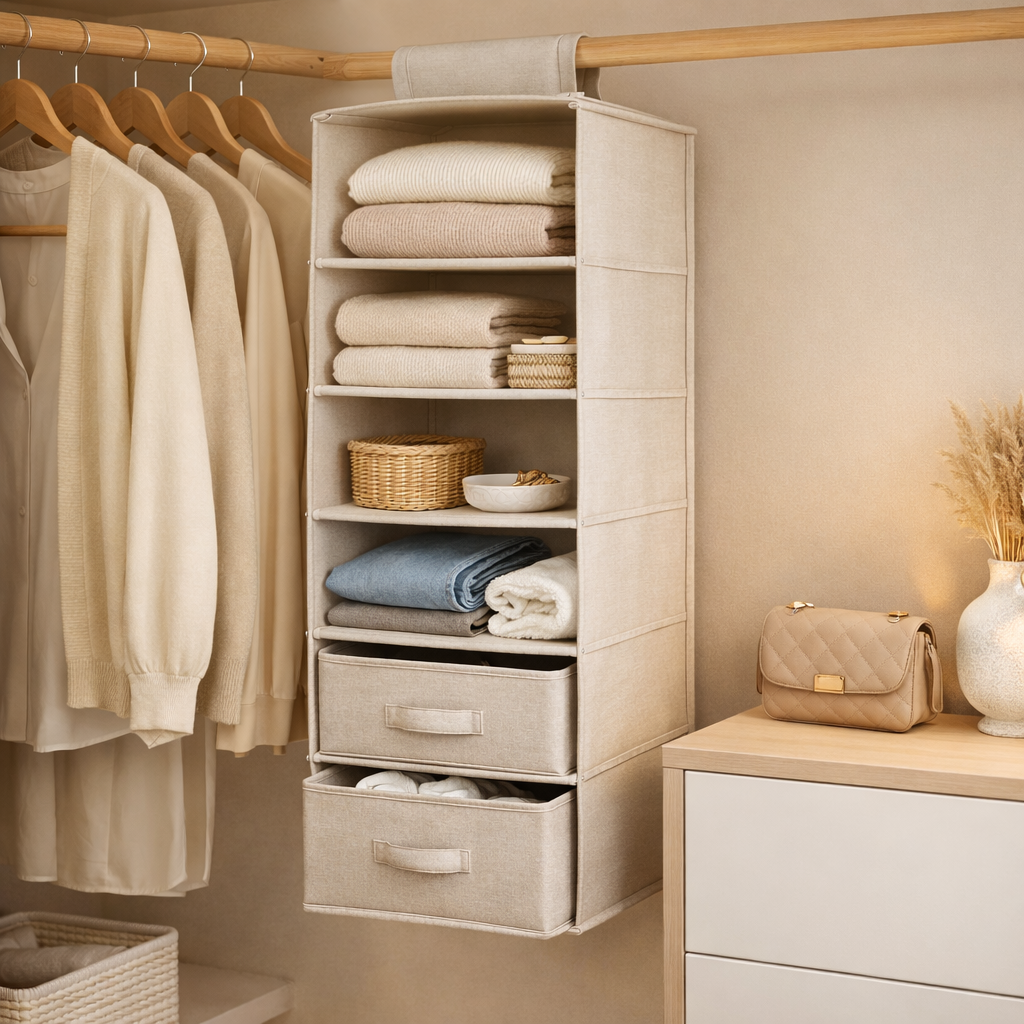 Closet Organizer - Durable Fabric Shelving System for Efficient Storage 4