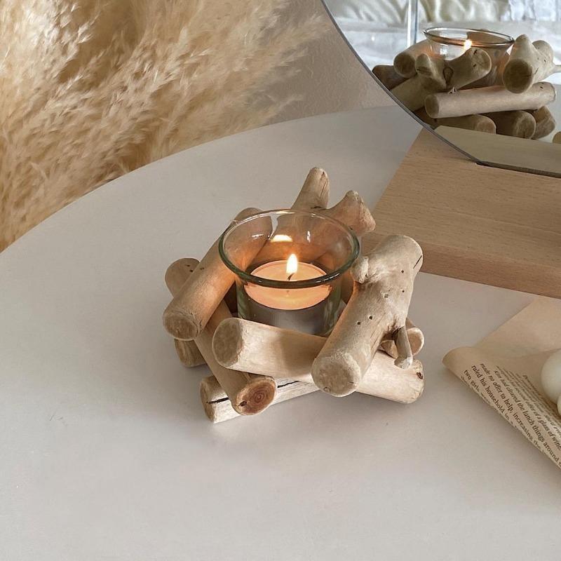 Coastal Tealight Candle Holder - Handcrafted Reclaimed Wood Design 0