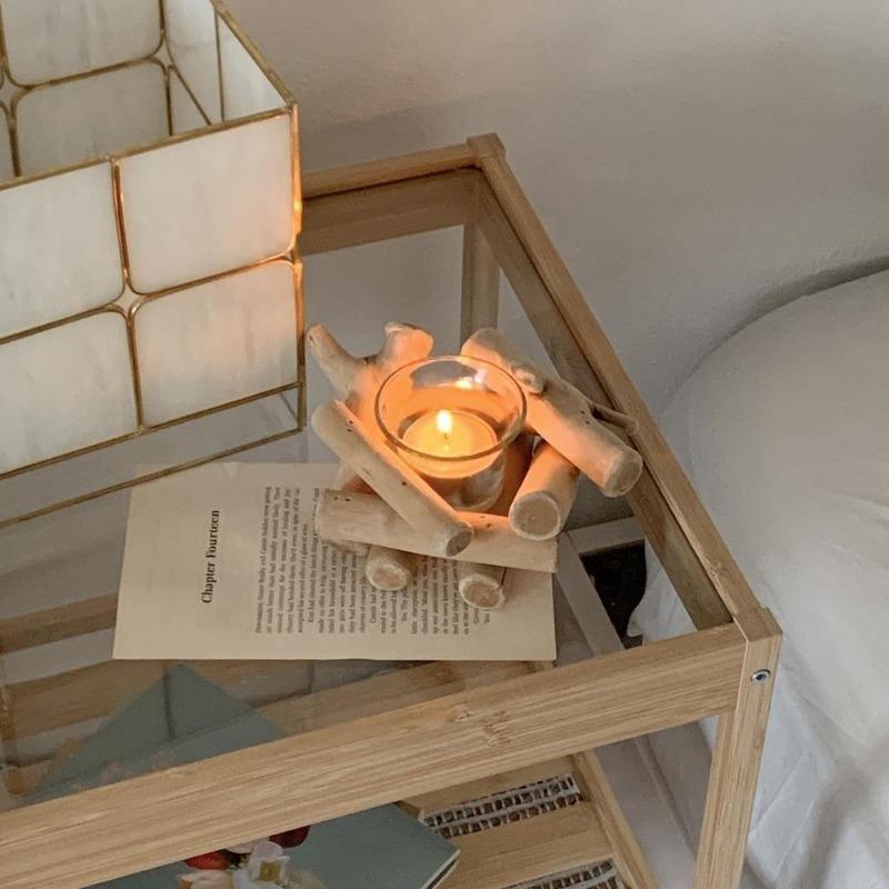 Coastal Tealight Candle Holder - Handcrafted Reclaimed Wood Design 1