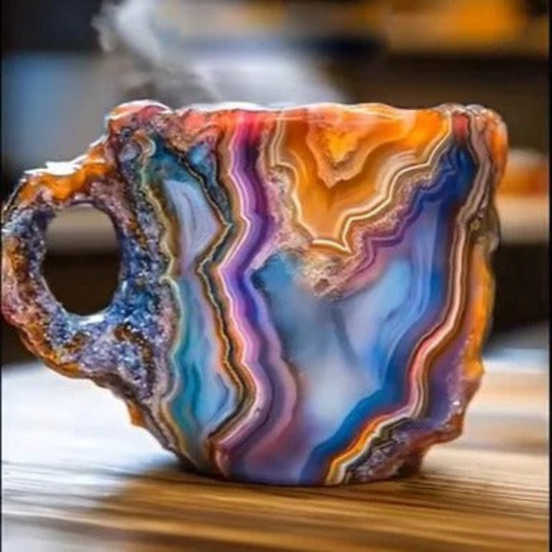 Coffee Mug Resin Imitation Crystal Design Ergonomic Handle Dishwasher Safe Drinkware 08