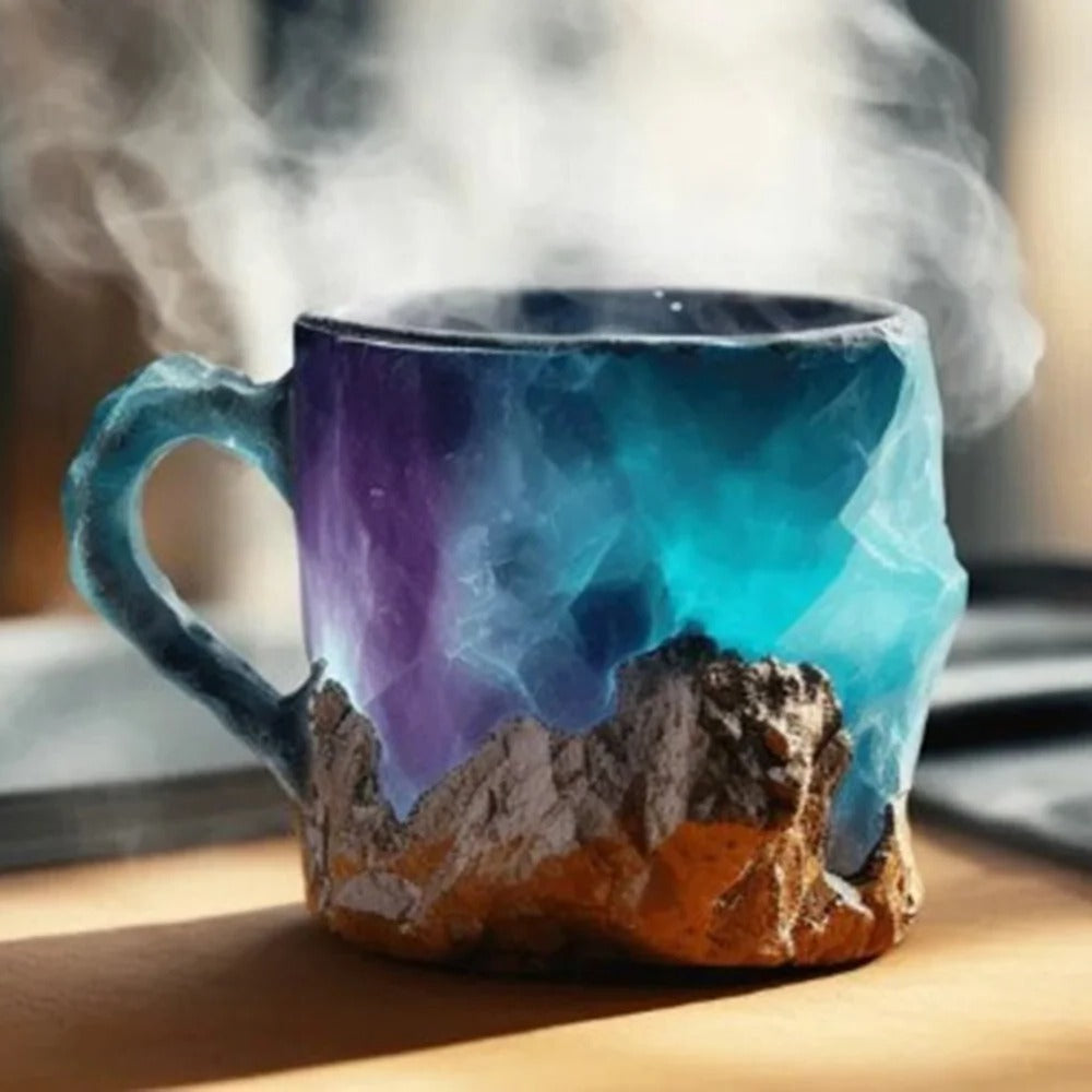 Coffee Mug Resin Imitation Crystal Design Ergonomic Handle Dishwasher Safe Drinkware 12