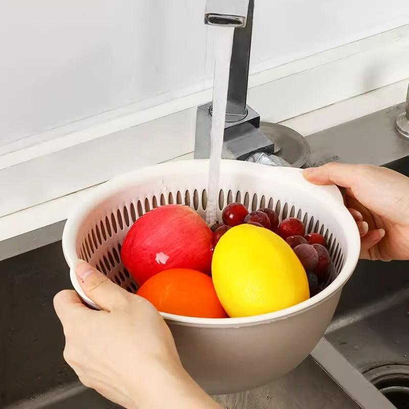 Colander Bowl Set Plastic 6 Piece Double Layer Nesting, Kitchen Prep Solution 2