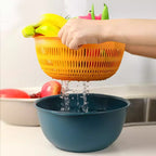 Colander Bowl Set Plastic 6 Piece Double Layer Nesting, Kitchen Prep Solution 3