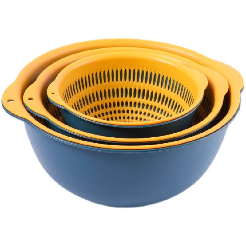 Colander Bowl Set Plastic 6 Piece Double Layer Nesting, Kitchen Prep Solution 5