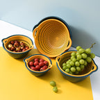 Colander Bowl Set Plastic 8 Piece Double Layer Nesting, Kitchen Prep Solution 2