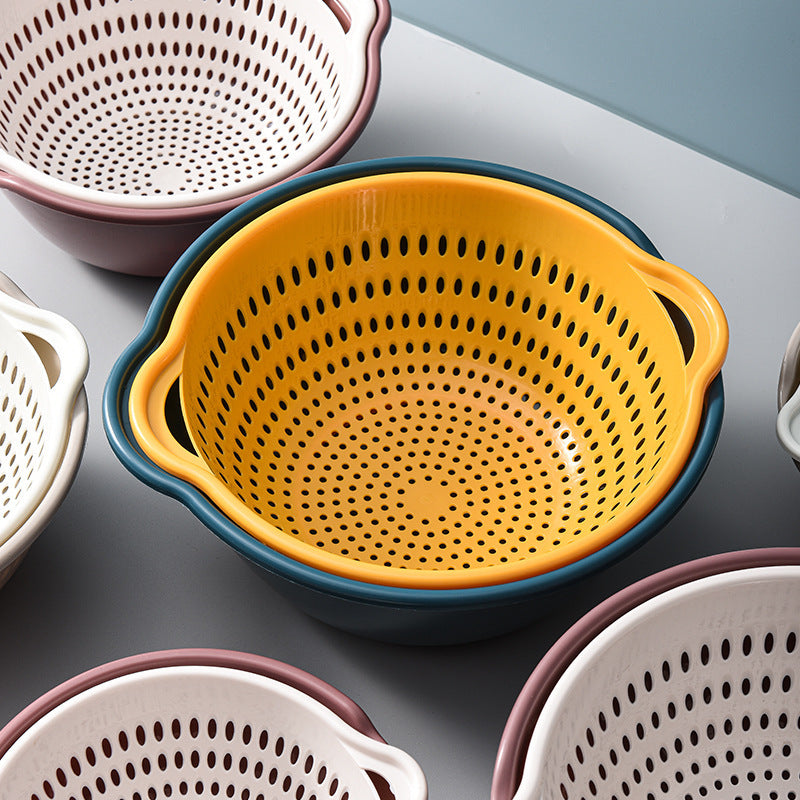 Colander Bowl Set Plastic 8 Piece Double Layer Nesting, Kitchen Prep Solution 4