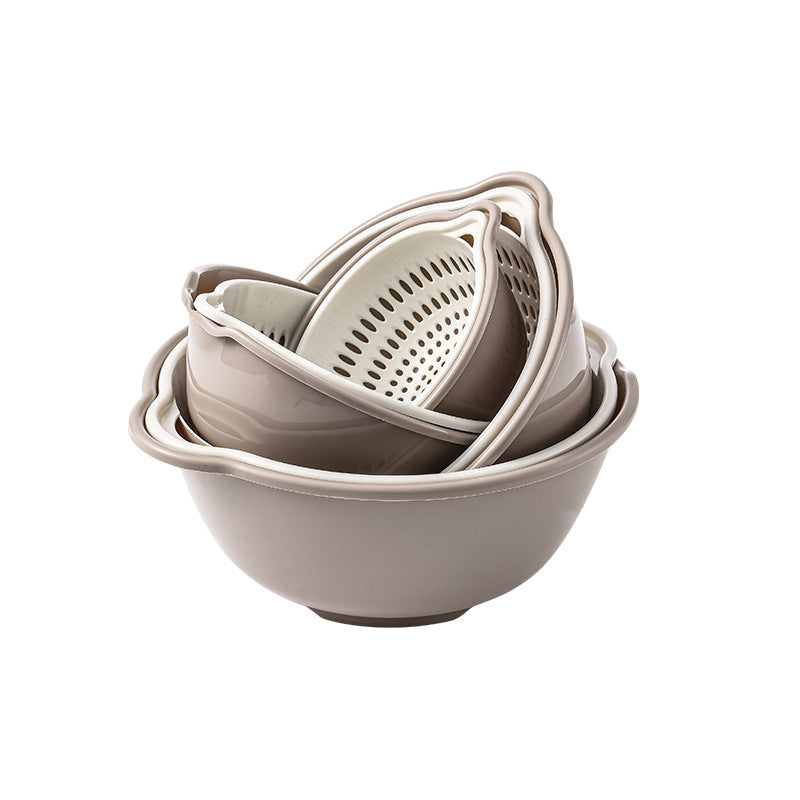 Colander Bowl Set Plastic 8 Piece Double Layer Nesting, Kitchen Prep Solution 6