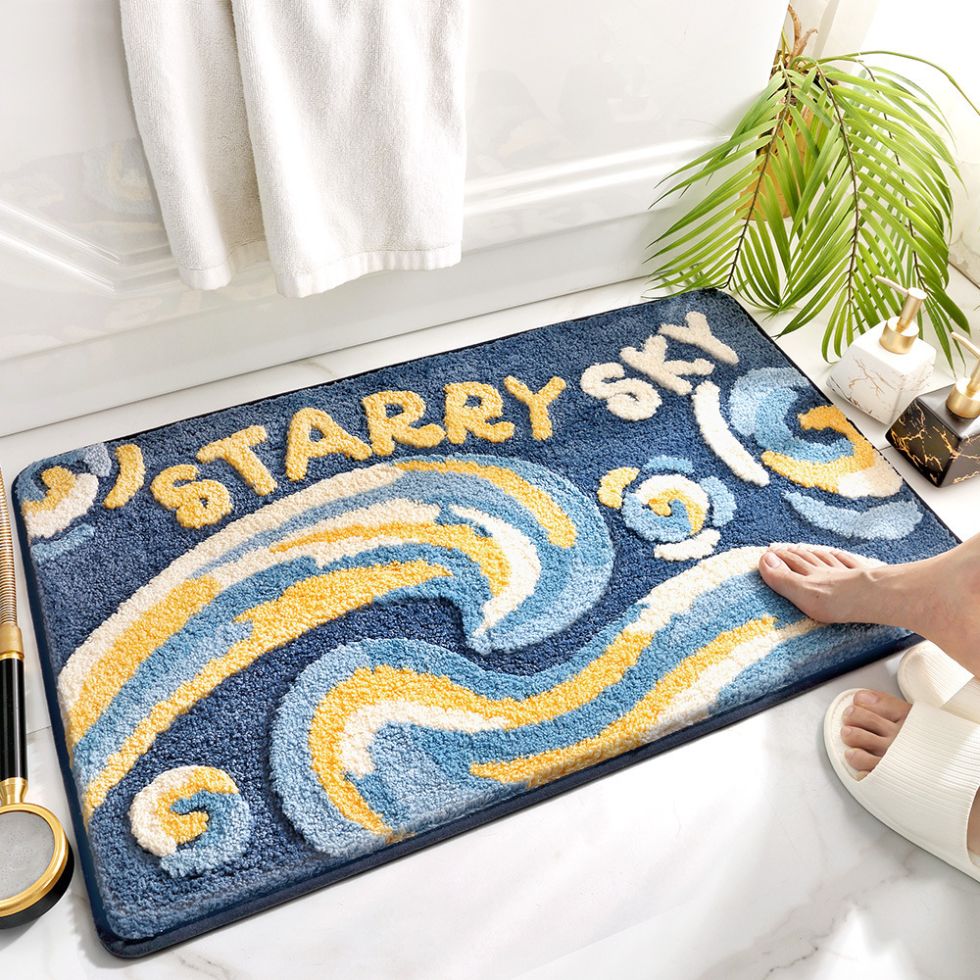Colorful Absorbent Bath Mat with Anti-Slip Base – Plush Quick-Dry Bathroom Mat for Comfort and Safety 1