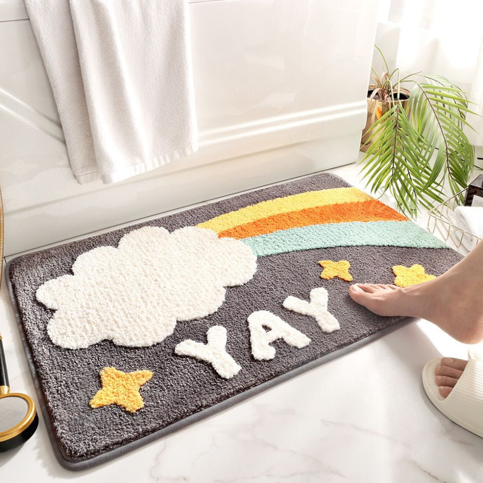 Colorful Absorbent Bath Mat with Anti-Slip Base – Plush Quick-Dry Bathroom Mat for Comfort and Safety 4
