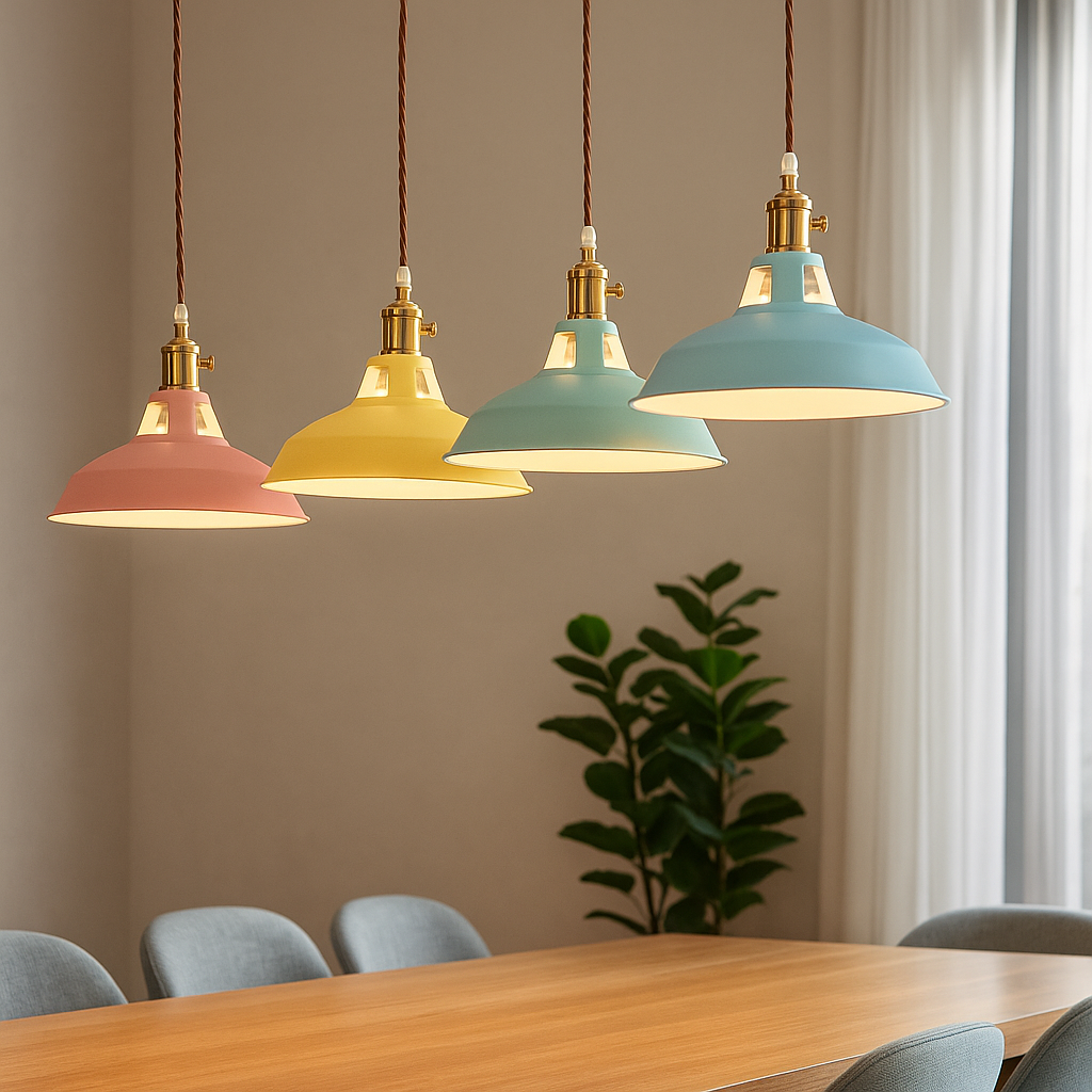 Colorful Metal Dome Pendant Light with Integrated LED – Industrial Kitchen Pendant Lighting for Dining and Island Spaces 3