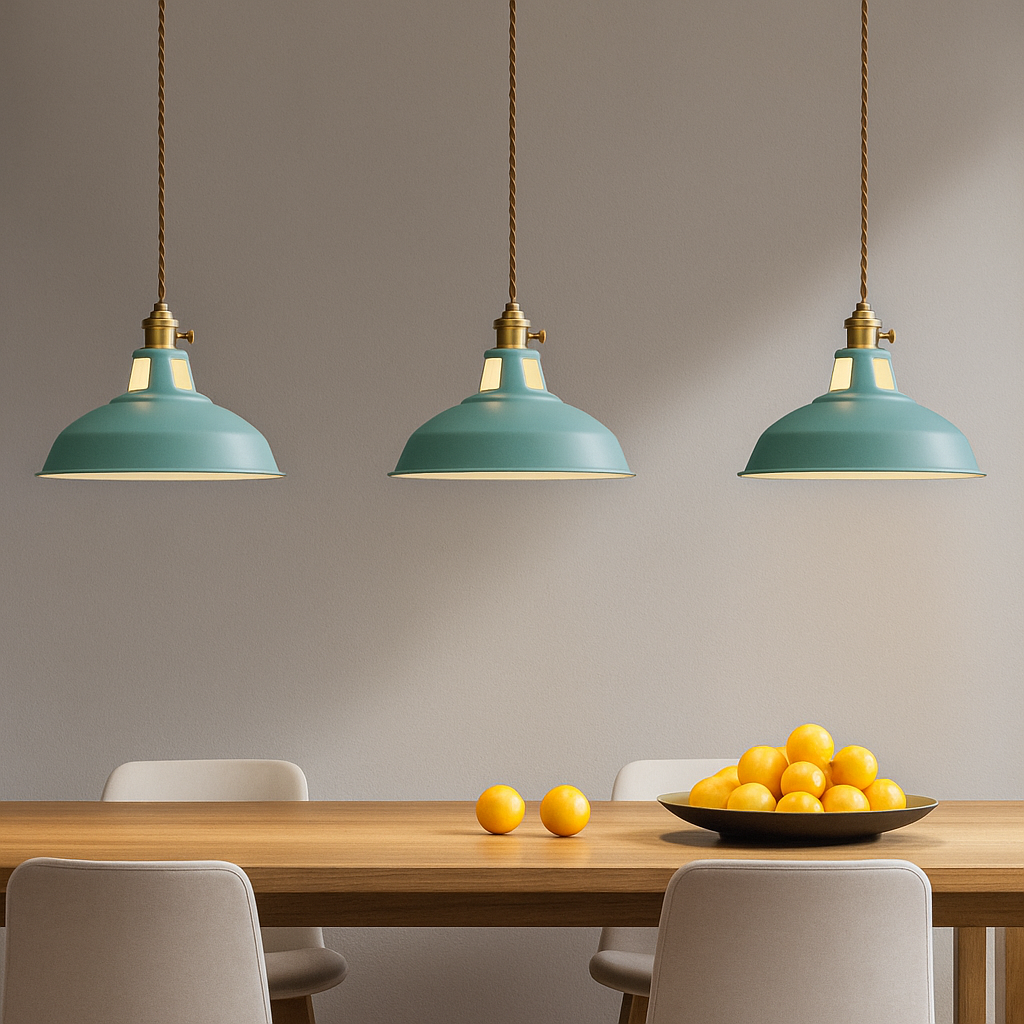 Colorful Metal Dome Pendant Light with Integrated LED – Industrial Kitchen Pendant Lighting for Dining and Island Spaces 5